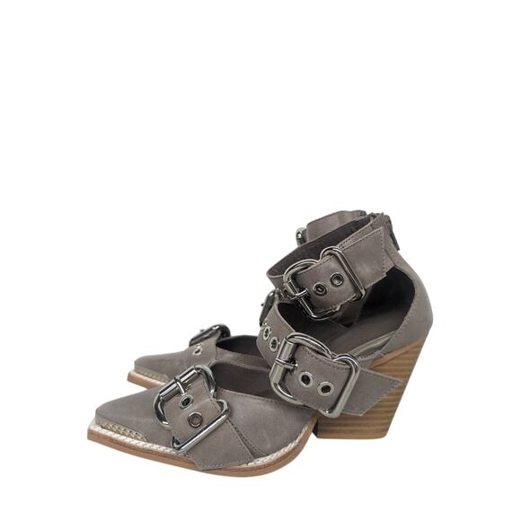 NEW Sz 5.5 Jeffrey Campbell Emilia Silver Buckles Cutout Heels hoes Pointed Toe - Picture 1 of 7